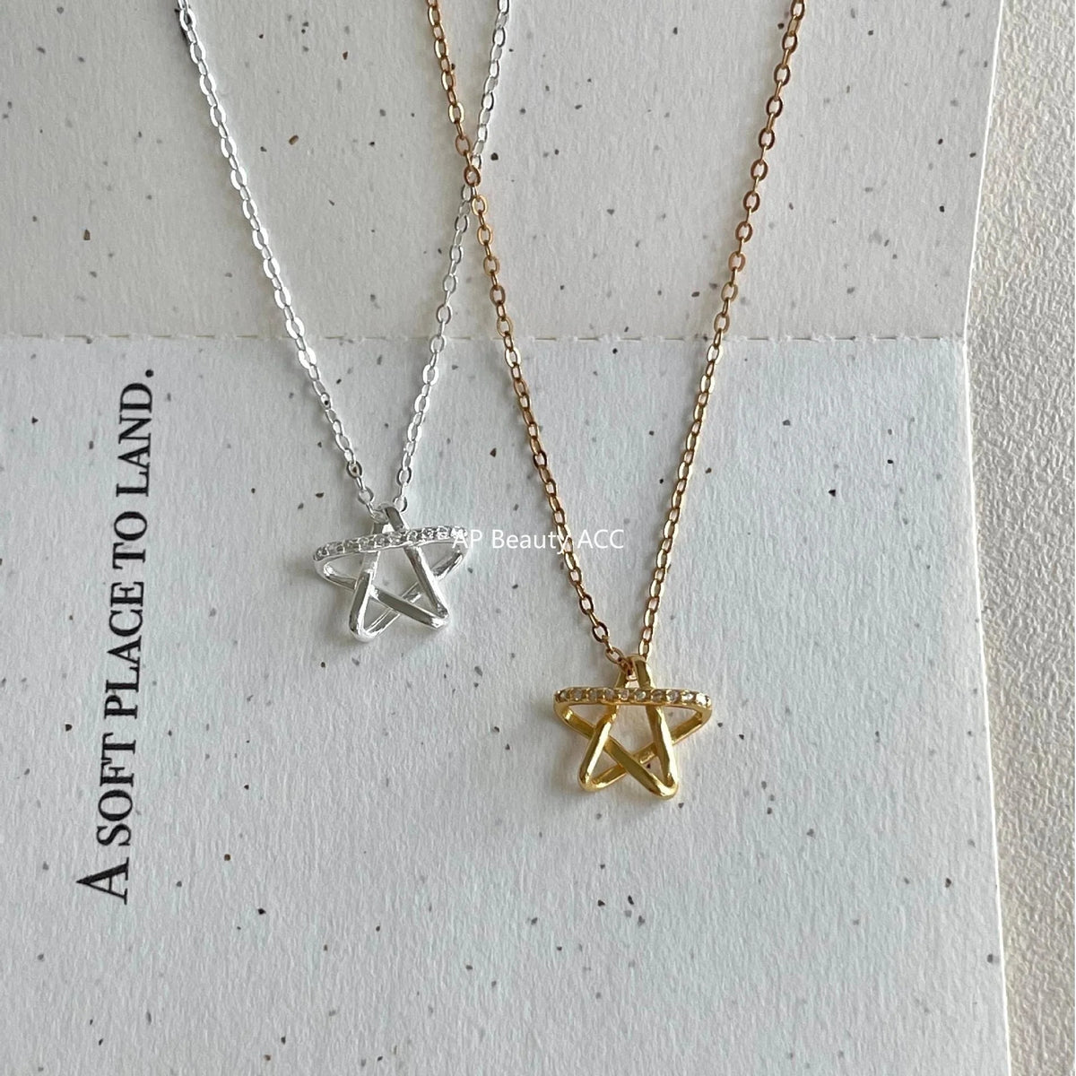 F관 - 925 실버 별 큐빅 펜던트 목걸이 [B1381] 25.11-1