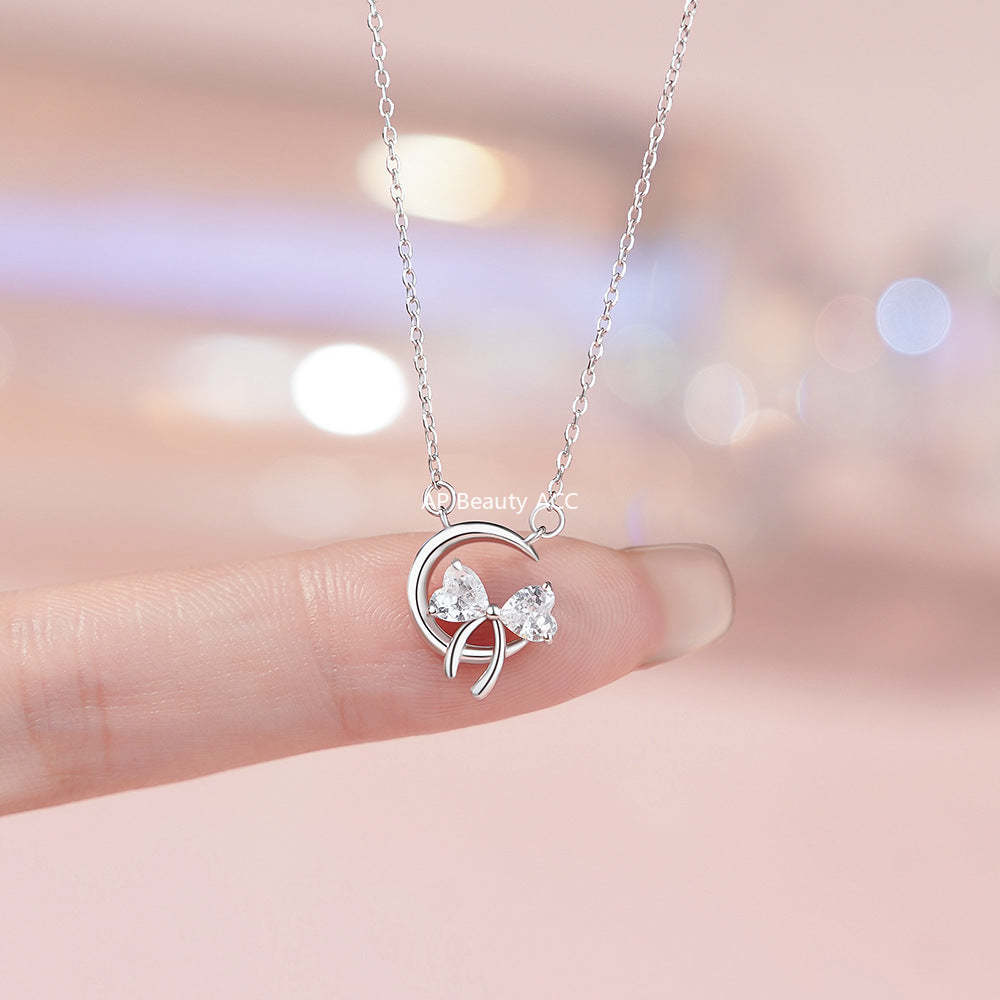 B관 - 925 실버 달 리본 펜던트 목걸이 [YC2587N_1] 25.12-1