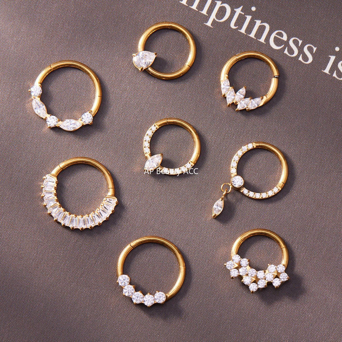 D관 - 티타늄 합금 스틸 큐빅 심리스 링 코 피어싱 [T001] 25.11-2