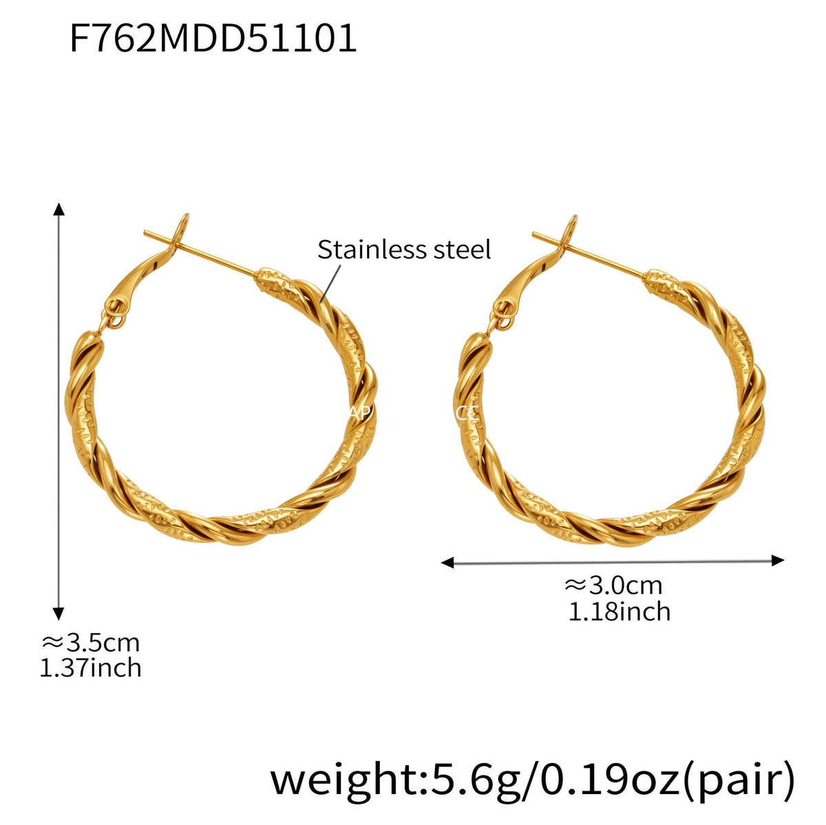 D관 - 스테인리스 18K 도금 레이어 하트 트위스트 귀걸이 [F753] 25.11-1