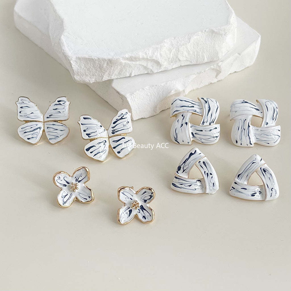 C관 - 청화백자 디자이너 독창적 인스타 감성 14K 도금 귀걸이 [4473-4476] 24.07-2