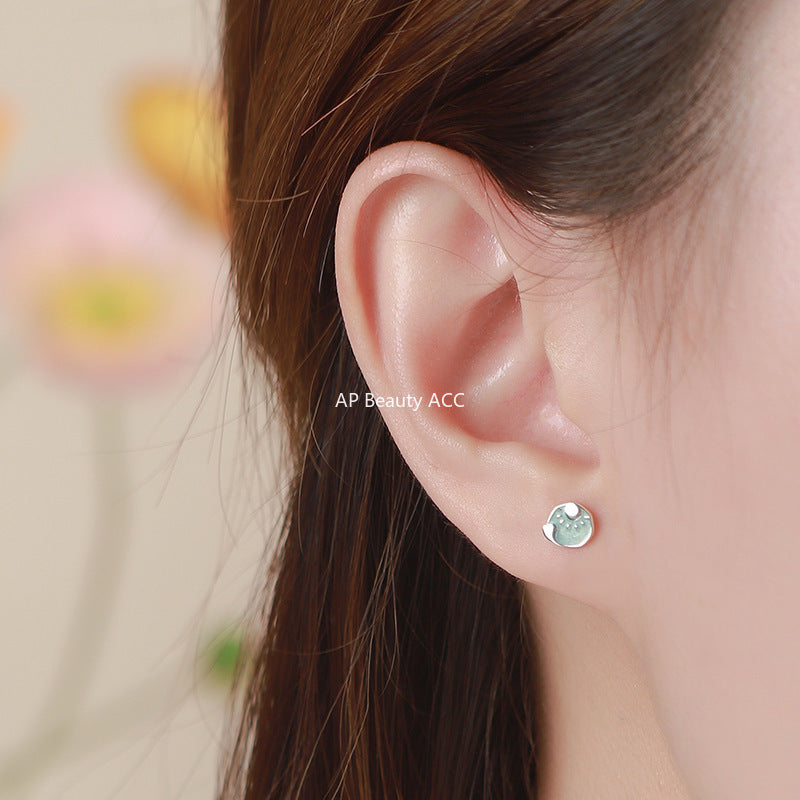 B관 - 999 실버 별 달 디자인 비대칭 귀걸이 [YC6209E_1] 25.10-1