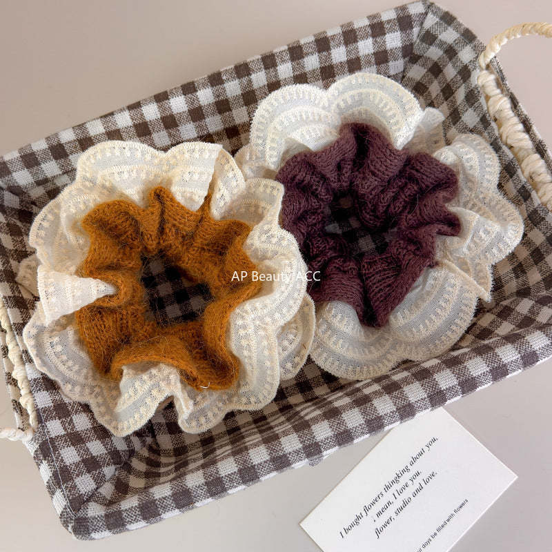 E관 - 니트 레이스 더블 레이어 곱창 헤어밴드 [27716] 25.11-4