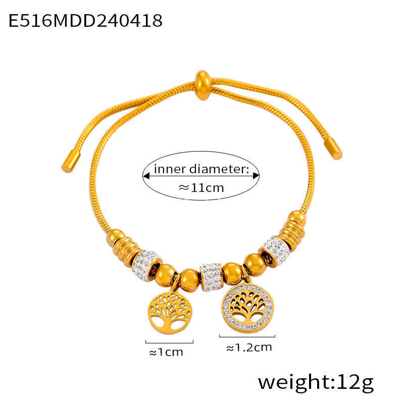 D관 - 빈티지 레트로 큐빅 장식 기하학 패턴 티타늄 스틸 도금 팔찌 [E514-21] 24.04-4