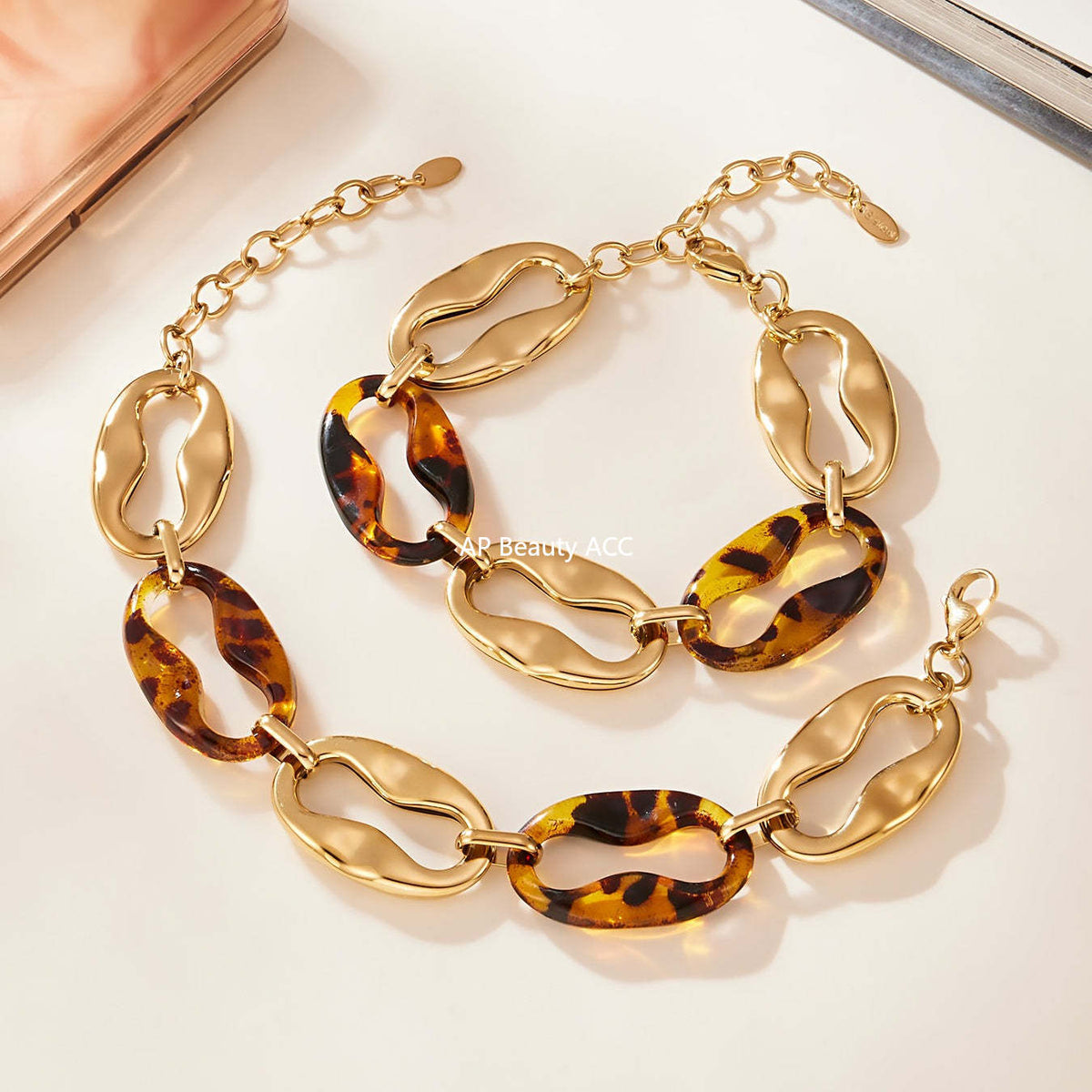 D관 - 레진 타원 체인 디자인 스테인리스 목걸이 팔찌 귀걸이 [TXP470] 25.11-3