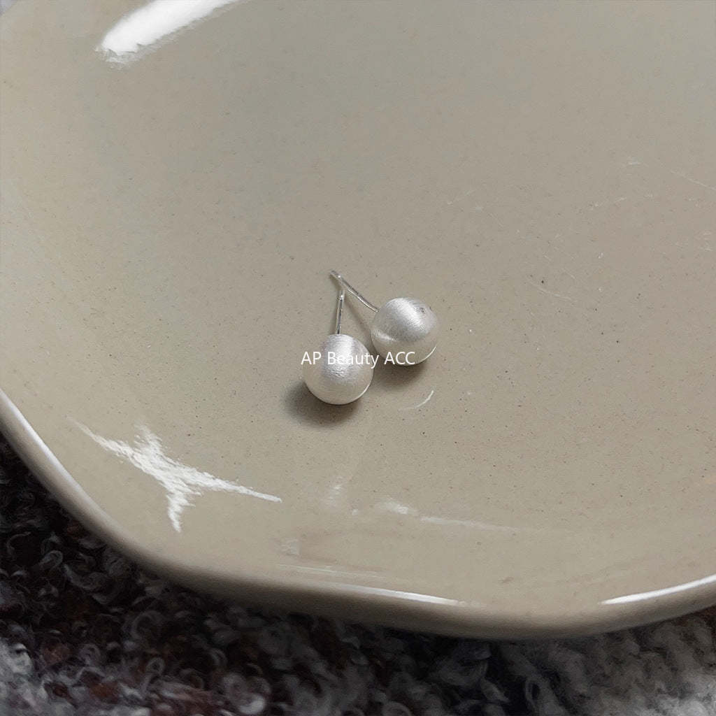 C관 - 실버 브러쉬 공 모양 심플한 데일리 귀걸이 [3536-3540] 24.01-2