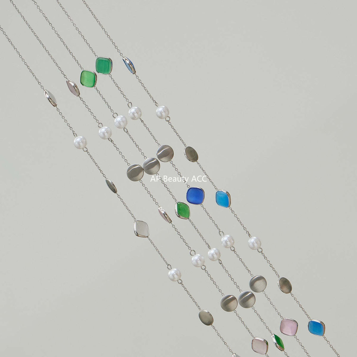 D관 - 묘안석 컬러 비즈 18K 도금 스테인리스 스틸 목걸이 [P822] 25.12-2