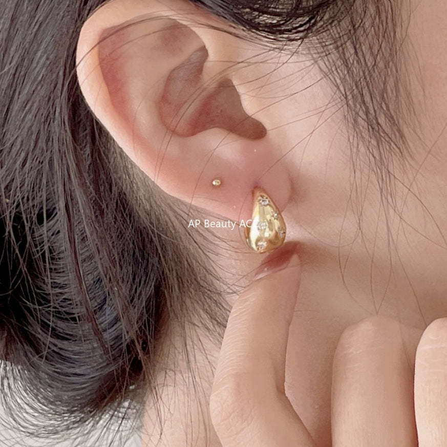 F관 - 925 실버 심플 큐빅 U형 귀걸이 [C1186] 25.12-3