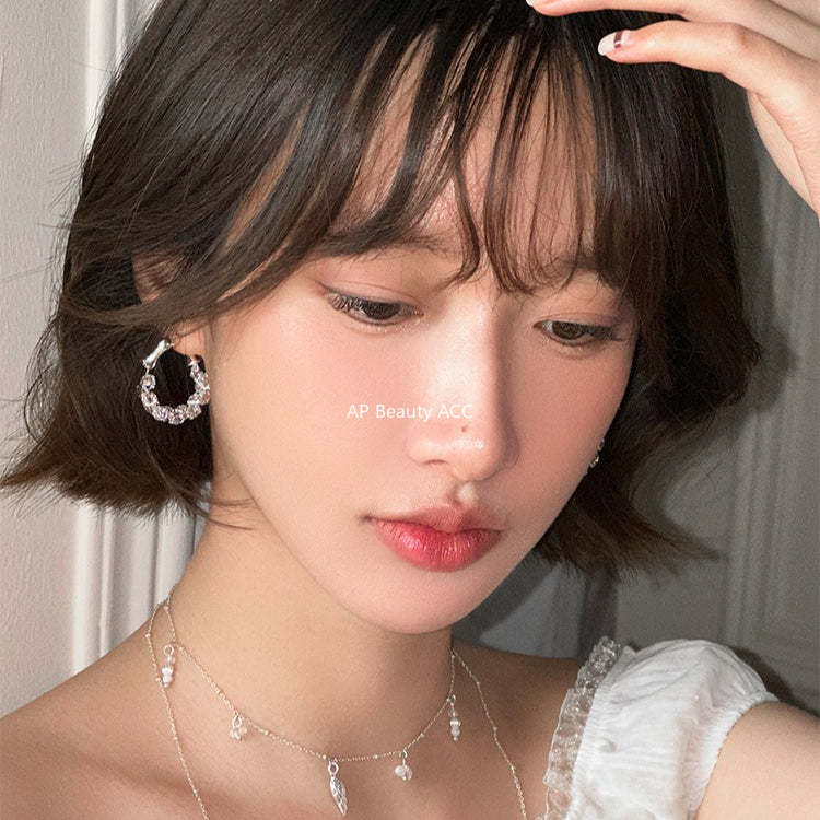 A관 - 입체 서리빛 큐빅 링 귀걸이 [EH-4127] 25.12-1