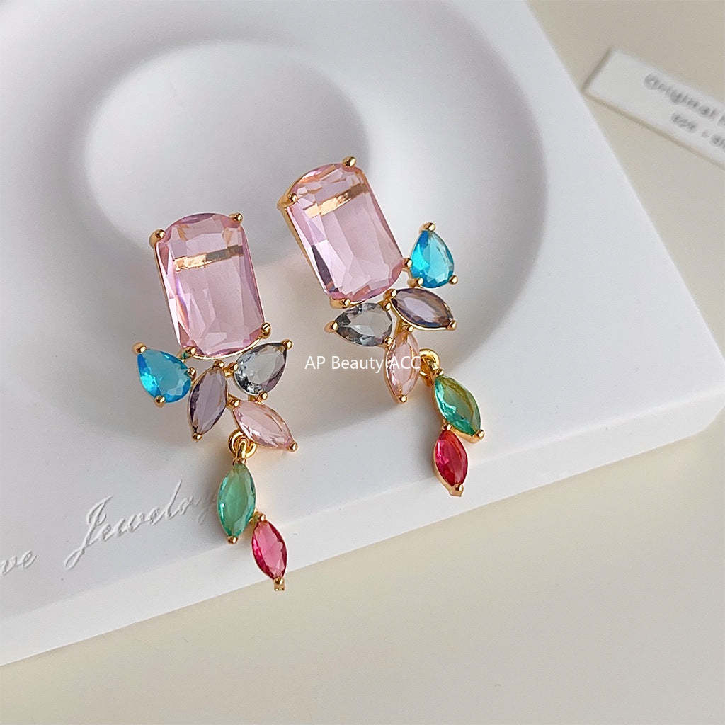 C관 - 업그레이드 18K 도금 유리 크리스탈 귀걸이 [4007] 24.05-1