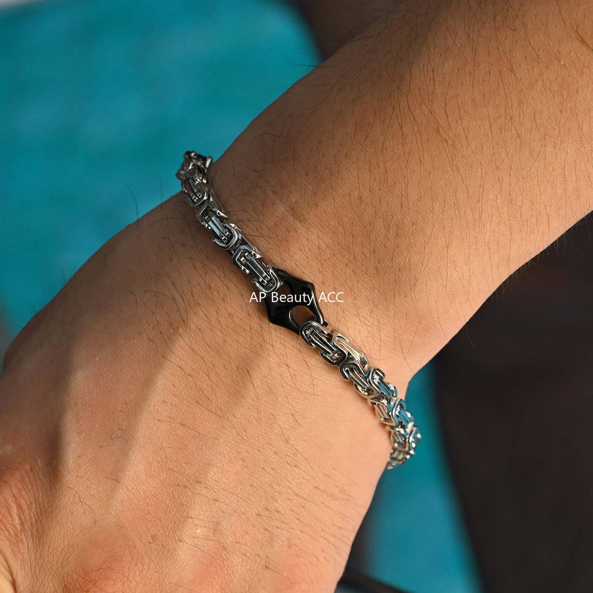 G관 - 스테인리스 일자형 블랙 연결 체인 팔찌 [BR-2701] 25.10-5