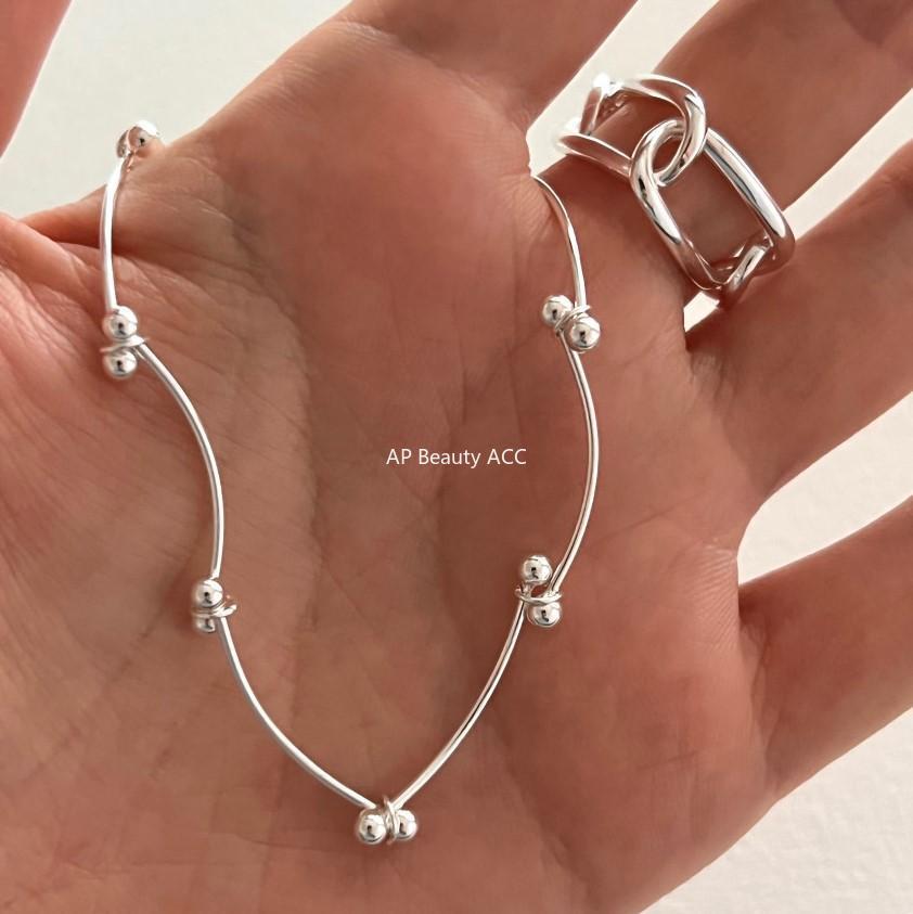 F관 - 925 실버 폴딩 라인 비즈 팔찌 [A312] 25.12-1