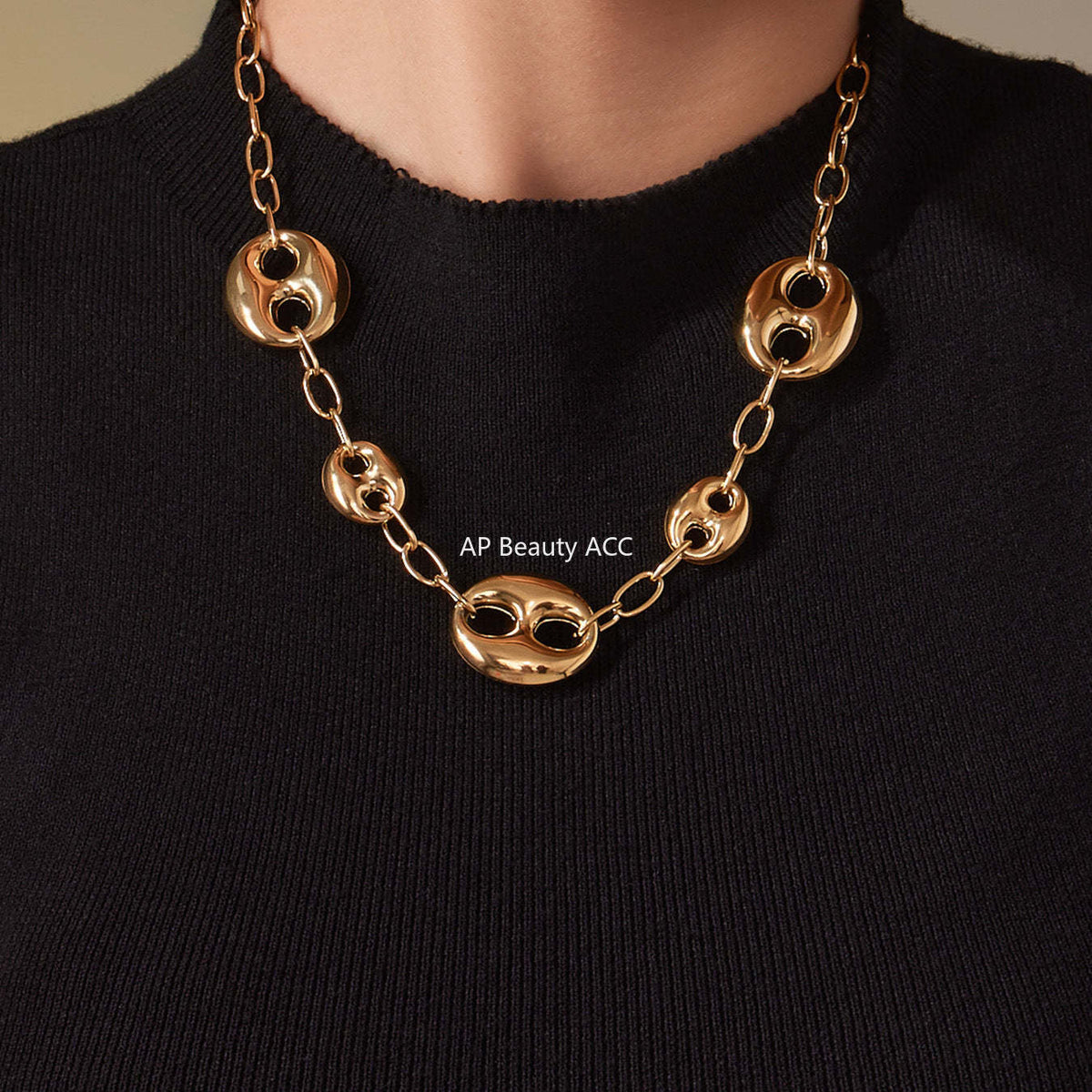 D관 - 돼지코 모양 체인 18K 도금 스테인리스 스틸 목걸이 [P180] 25.11-3