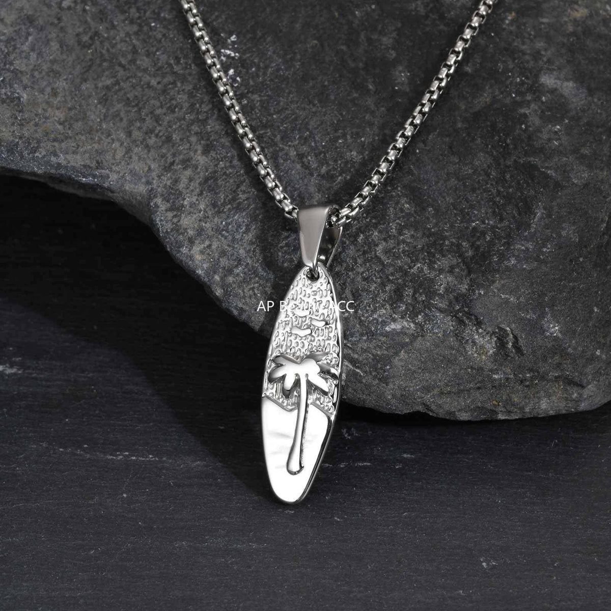 G관 - 스테인리스 타원형 야자수 펜던트 목걸이 [PN-2159] 25.10-5