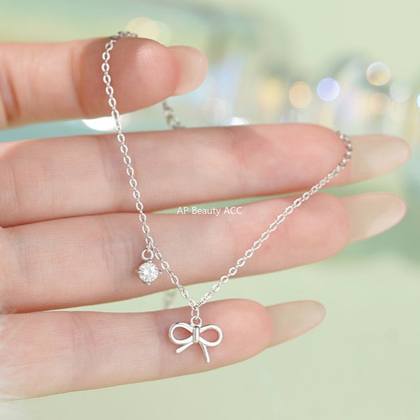 B관 - 999 실버 리본 큐빅 펜던트 팔찌 [YC4519SL_1] 25.11-2