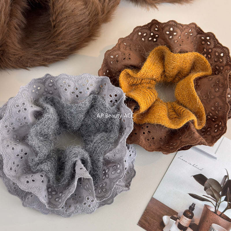 E관 - 패브릭 니트 레이스 곱창 헤어밴드 [27752] 25.12-1