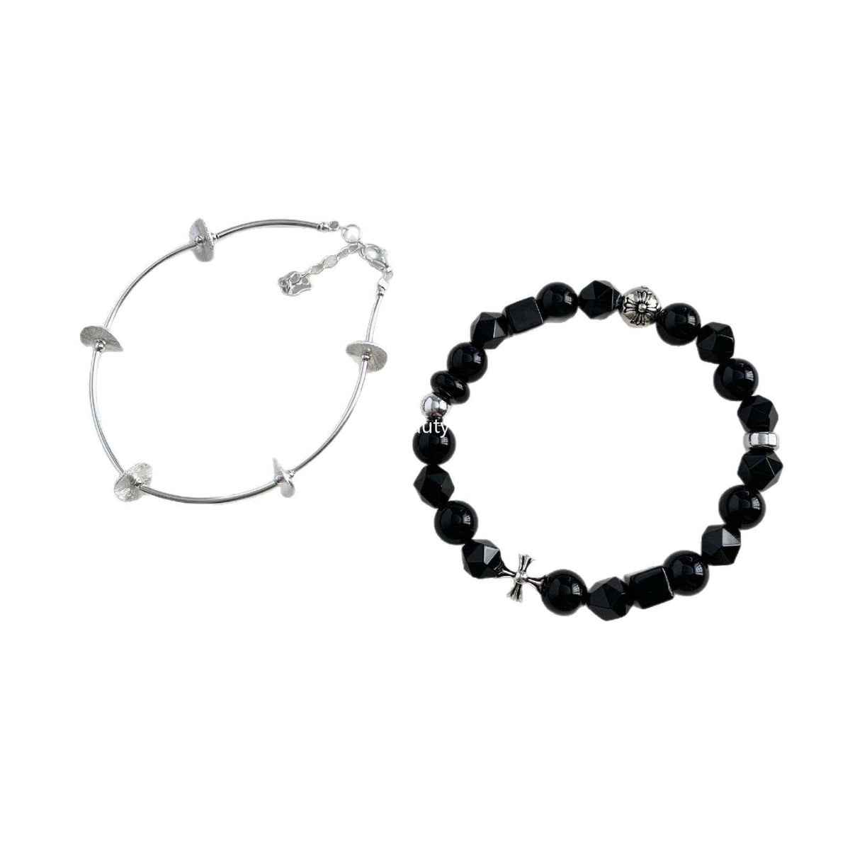 A관 - 십자가 흑마노 흑요석 925 실버 팔찌 [1512] 25.11-3