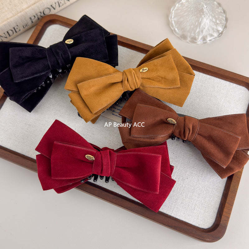 E관 - 스웨이드 리본 골드 포인트 집게핀 [27621] 25.11-1