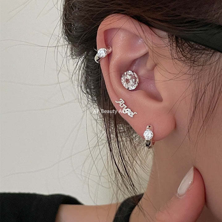 A관 - 원형 큐빅 925 은침 링 귀걸이 [EH-3522.SJ] 25.12-2
