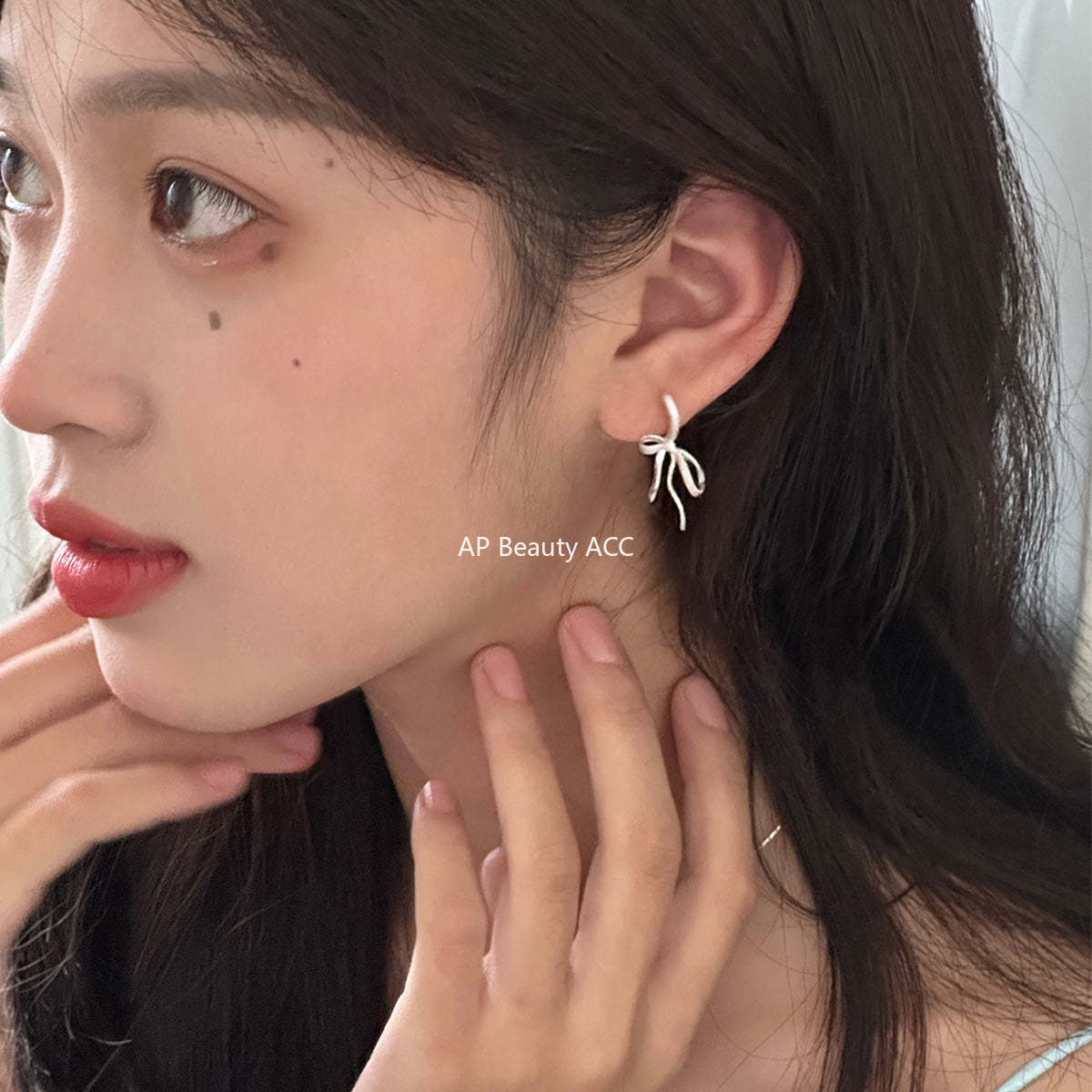 A관 - 리본 모양 샌딩 925 은침 귀걸이 [EH-3250.SJ] 25.12-2