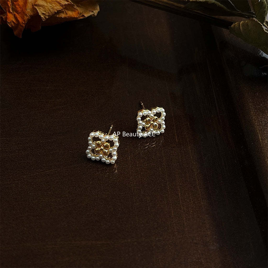 C관 - 14K 도금 925 은침 네잎클로버 디자인 귀걸이 [5468] 25.02-2