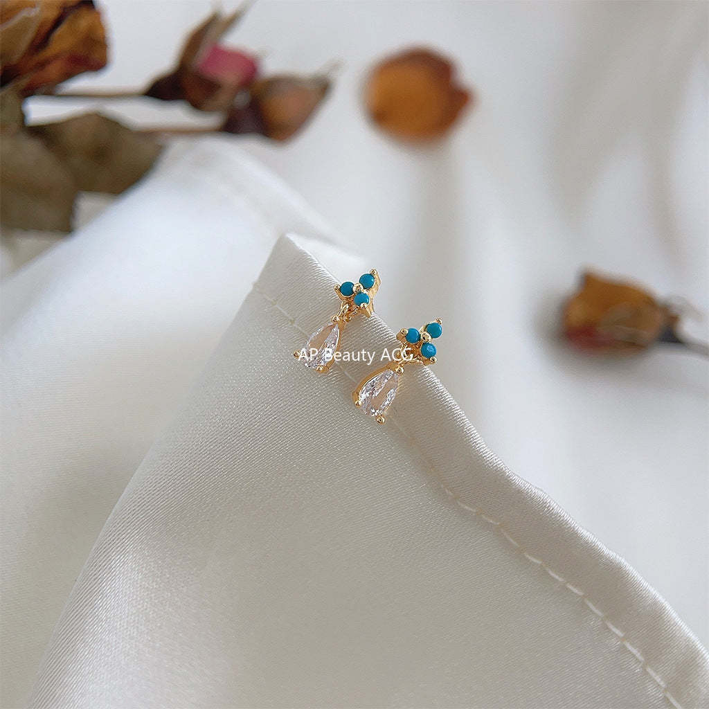 C관 - 14K 도금 미니 물방울 은침 귀걸이 [4191] 24.05-5