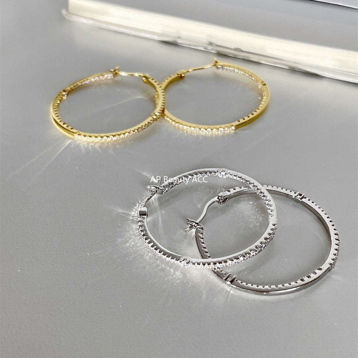 A관 - 925 은침 큐빅 대형 링 귀걸이 [EH-4102] 25.10-1