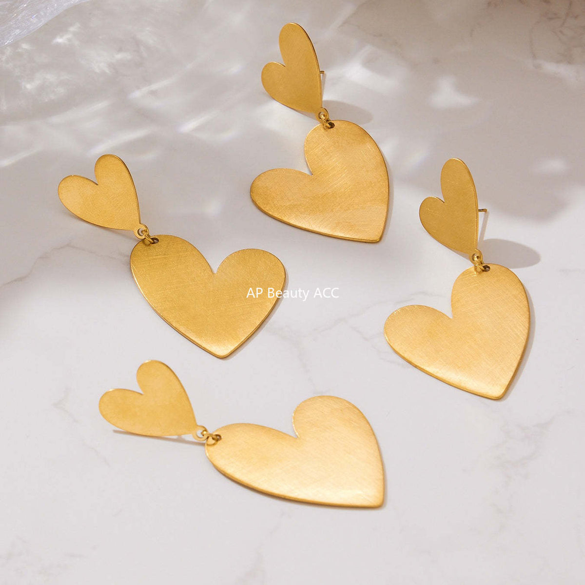 D관 - 스테인리스 18K 도금 비대칭 하트 디자인 목걸이 귀걸이 반지 [TXP462] 25.10-5