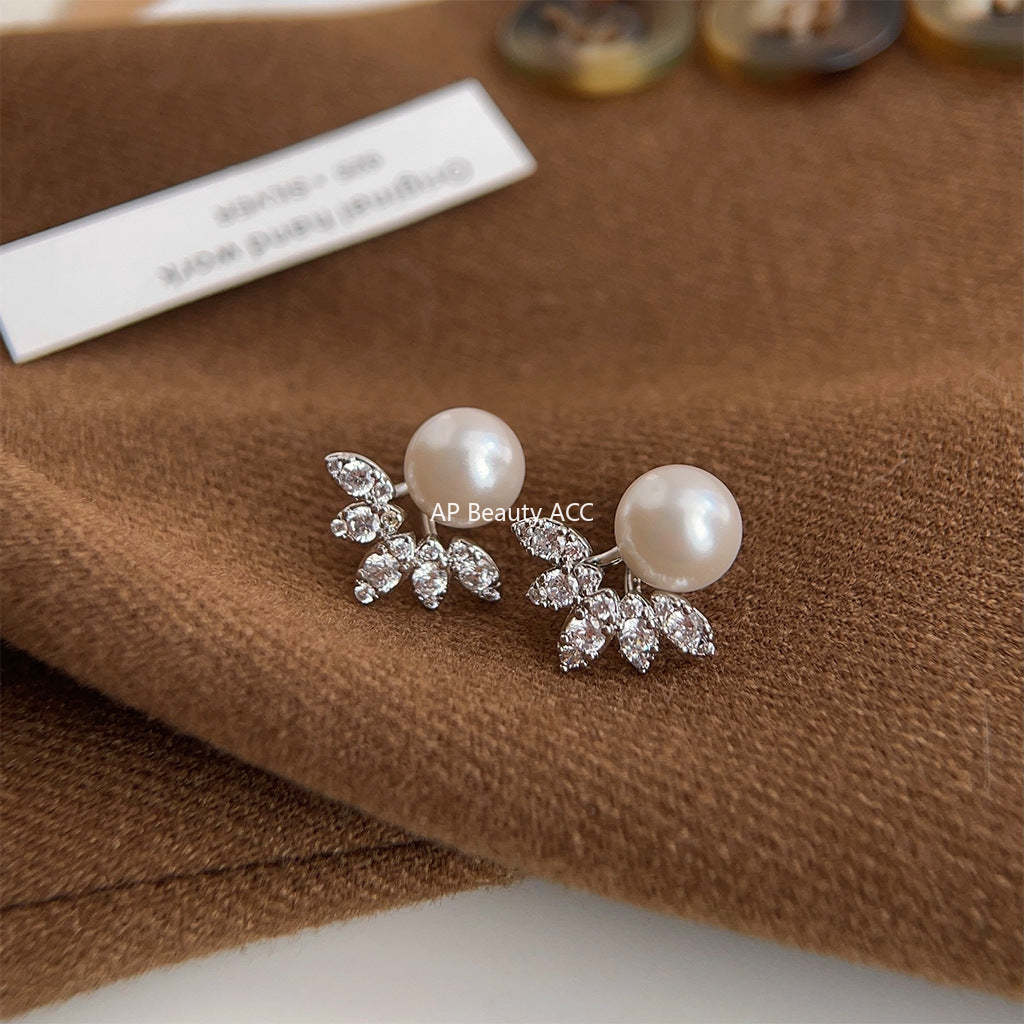C관 - 미세 큐빅과 진주 디자인 2-way 착용 고급스러운 귀걸이 [3553] 24.01-2