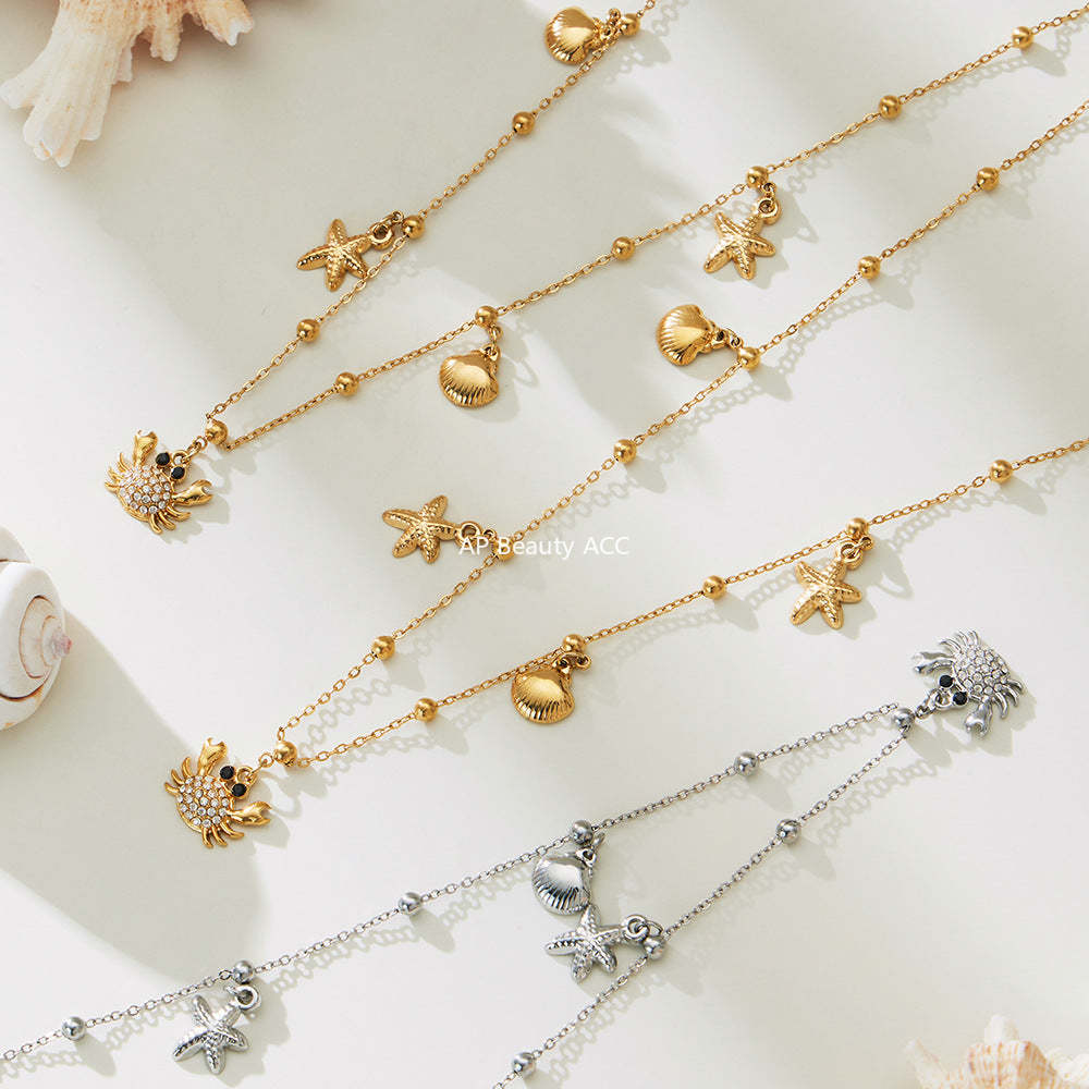 D관 - 스테인리스 스틸 해양생물 게 큐빅 펜던트 목걸이 [P826] 25.11-4