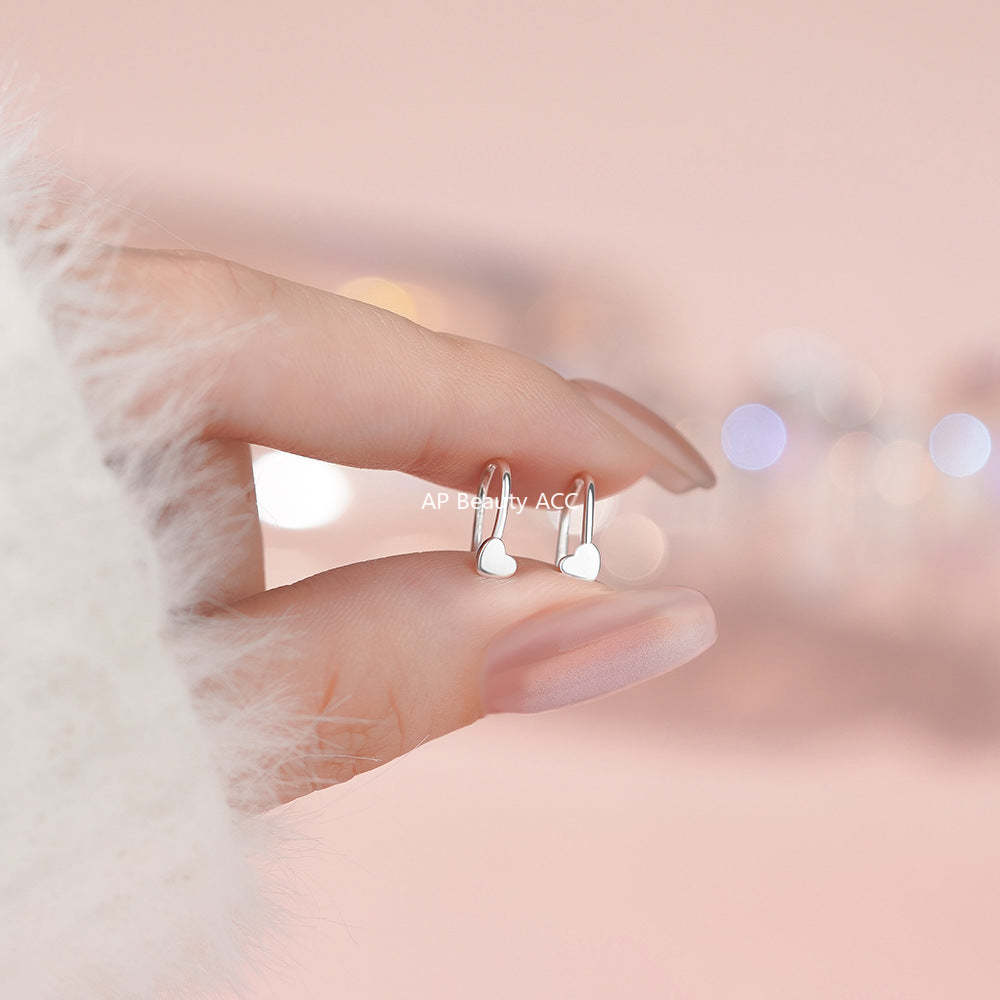 B관 - 999 실버 하트 디자인 후크형 귀걸이 [YC9212E_1] 25.11-4