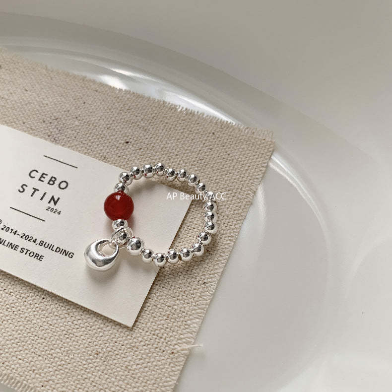 A관 - 미니 펜던트 홍마노 925 실버 비즈 반지 [1520-1527] 25.11-3