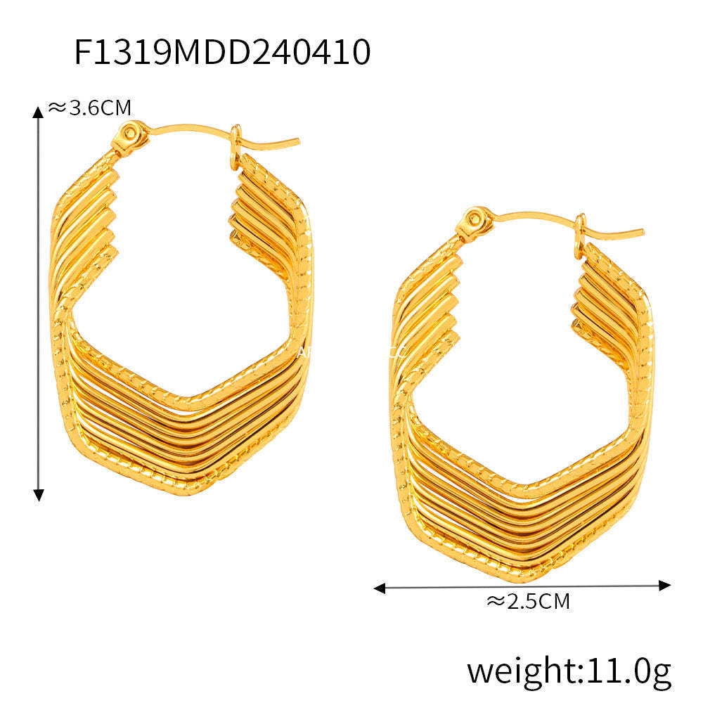 D관 - 티타늄 스틸 레트로 다층 오픈워크 기하학 귀걸이 [F1319-21-25-26] 24.04-3