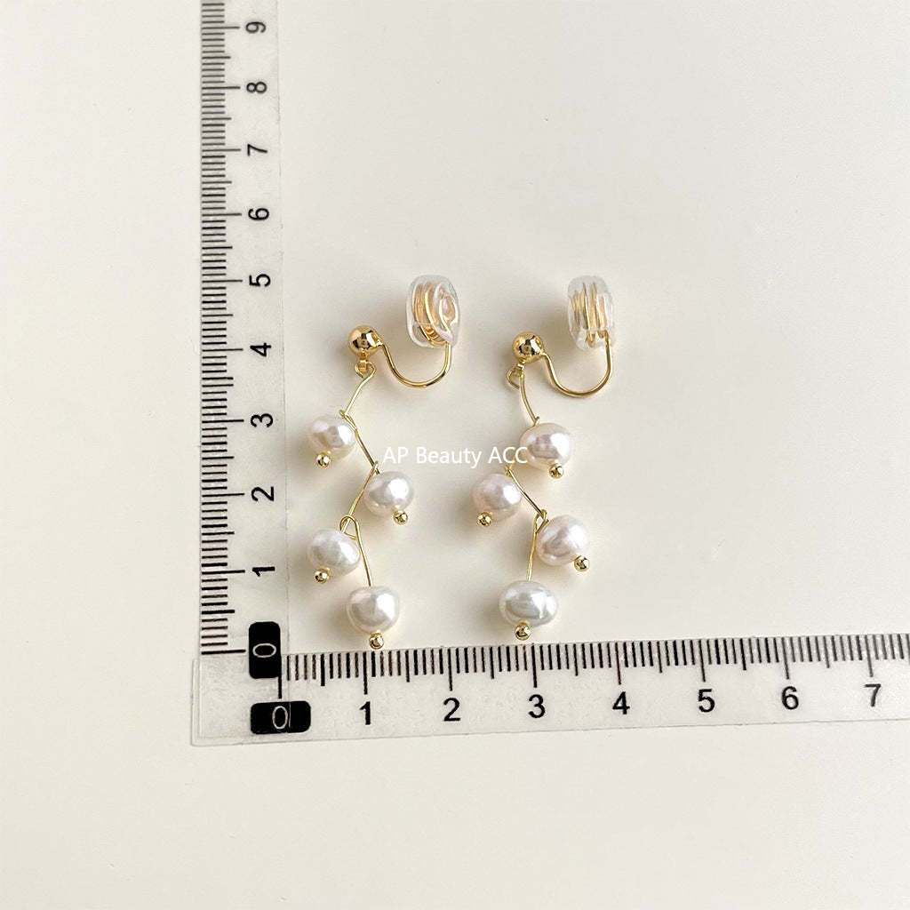 C관 - 담수 진주 골드 도금 나선형 이어커프 귀걸이 [EJ0203P] 25.02-3