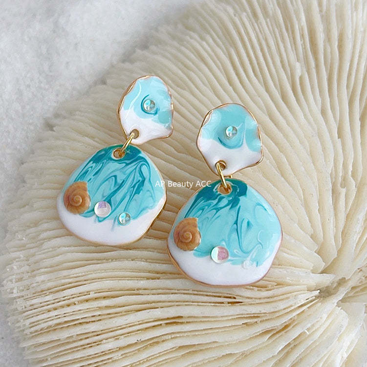 C관 - 에나멜 롱 테슬 핸드메이드 스윗한 여름 14K 도금 귀걸이 [4488] 24.07-2