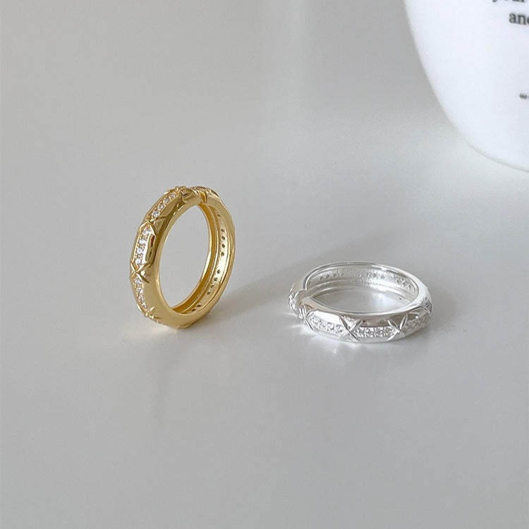 A관 - 큐빅 미니 크로스 디자인 오픈형 반지 [JZ-0727] 25.11-1