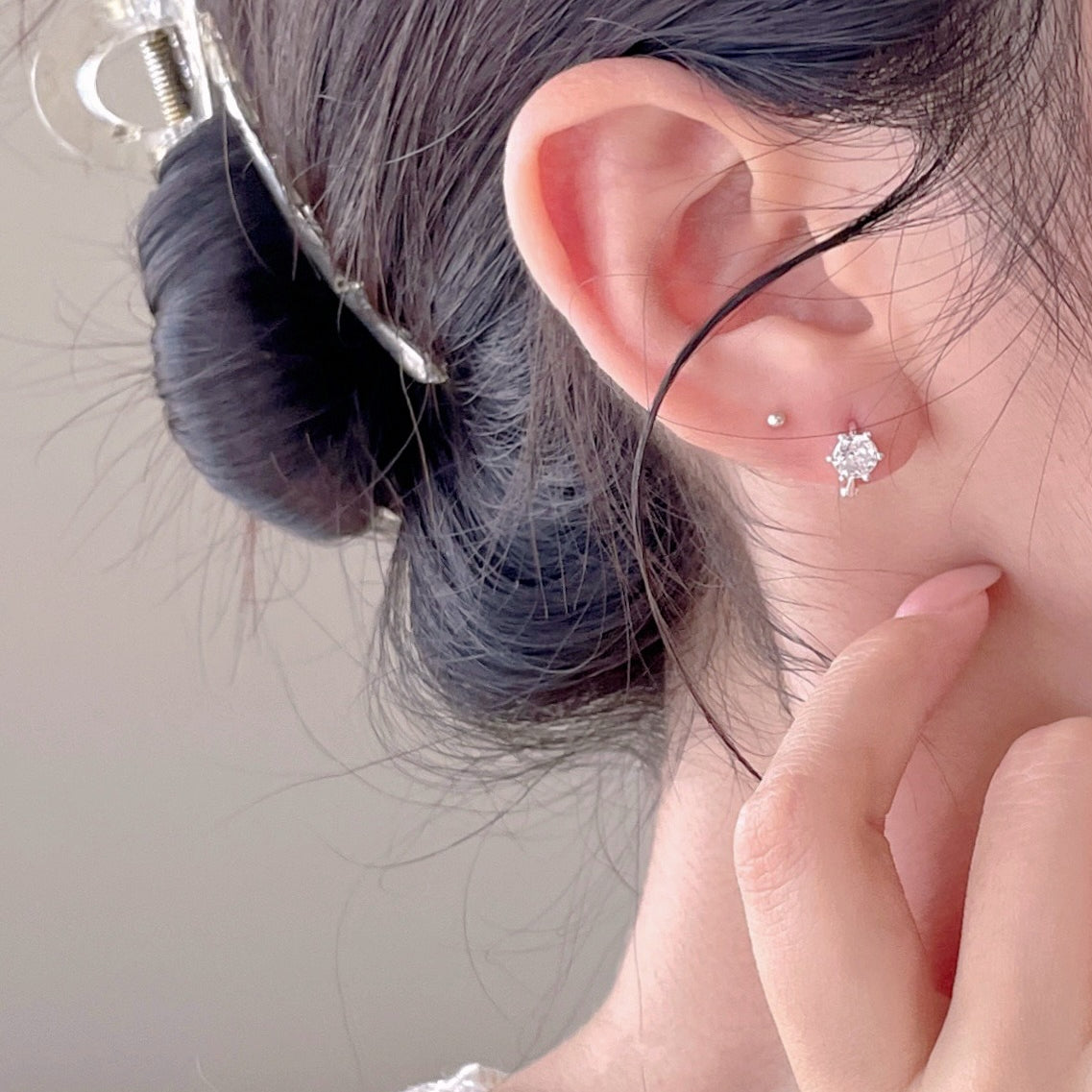 F관 - 925 실버 6프롱 큐빅 귀걸이 [C1420] 25.11-3