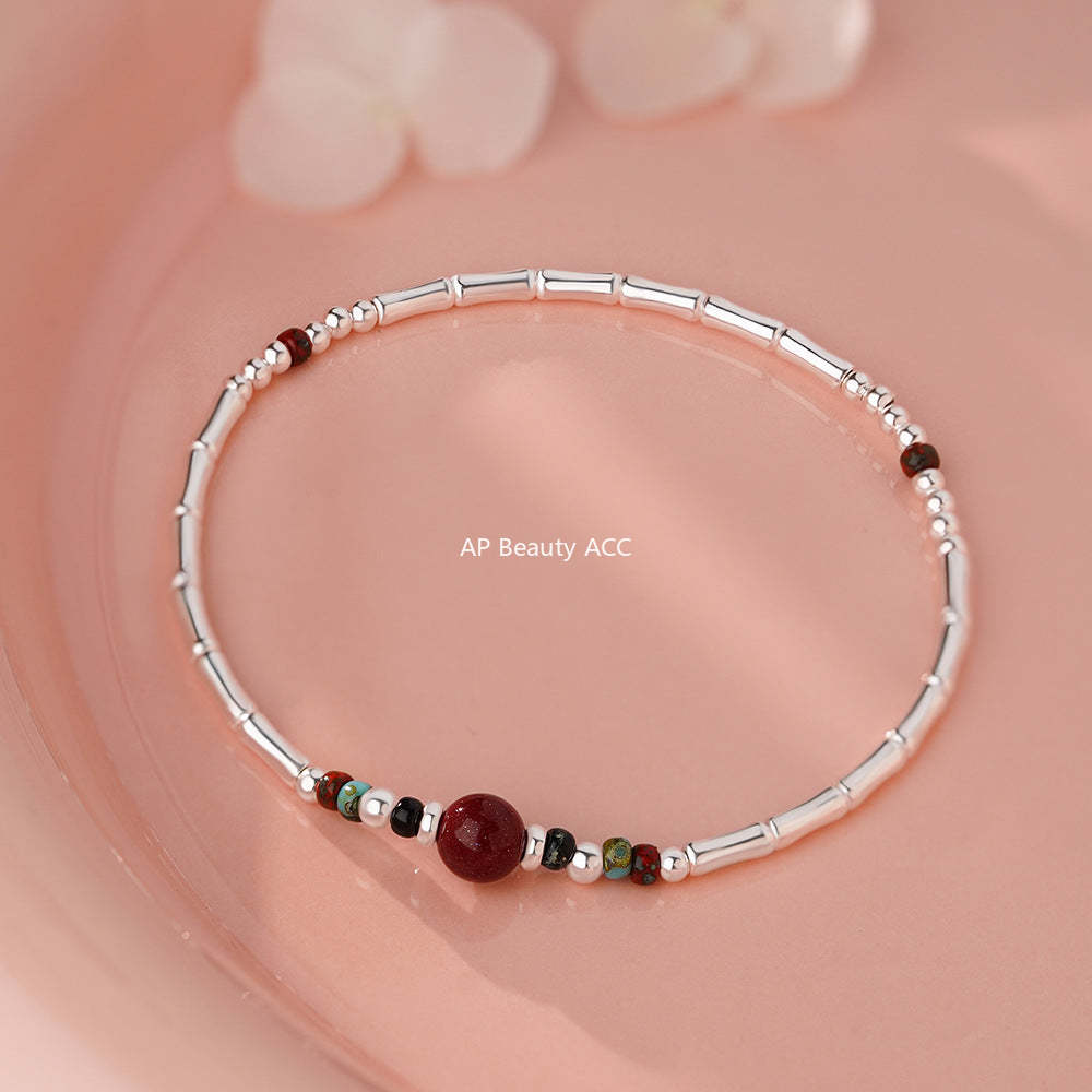 B관 - 925 실버 대나무 마디 모양 비즈 팔찌 [YC4035SL_2] 25.12-3