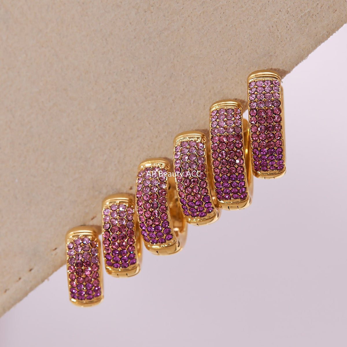 D관 - 스테인리스 컬러 믹스 큐빅 18K 도금 후프 링 귀걸이 [F931] 25.11-2