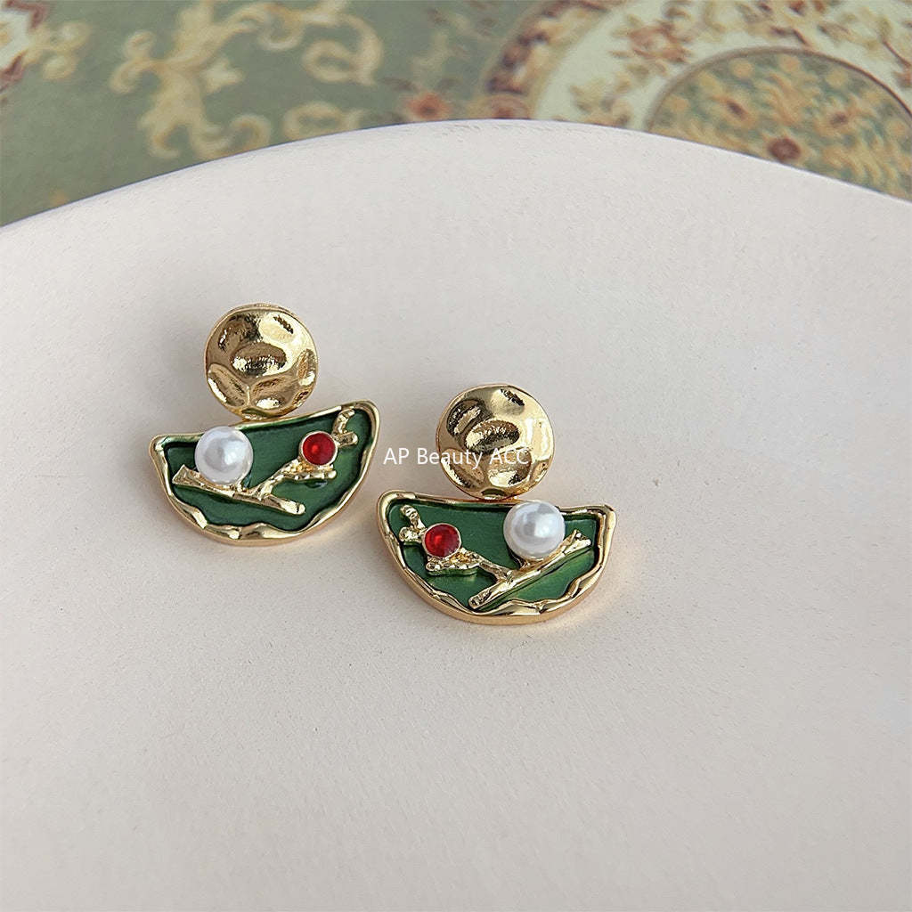 C관 - 복고풍 진주 14K 도금 은침 귀걸이 [4238] 24.06-4