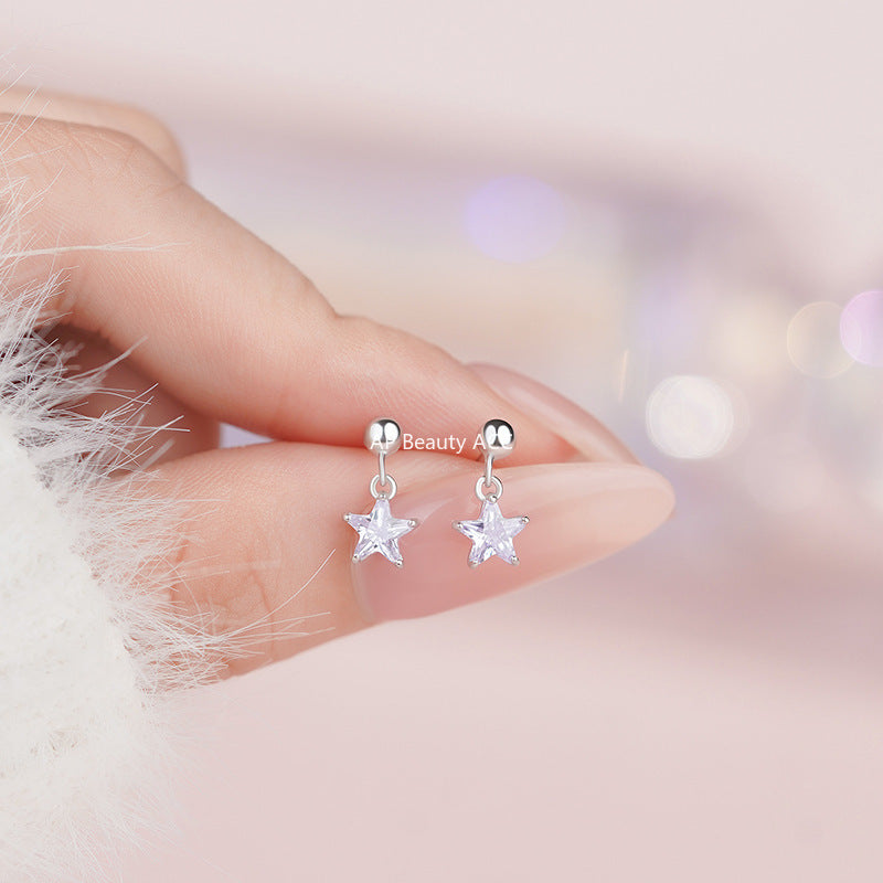 B관 - 925 실버 별 모양 큐빅 드롭 스터드 귀걸이 [YC5998E_1] 25.11-2