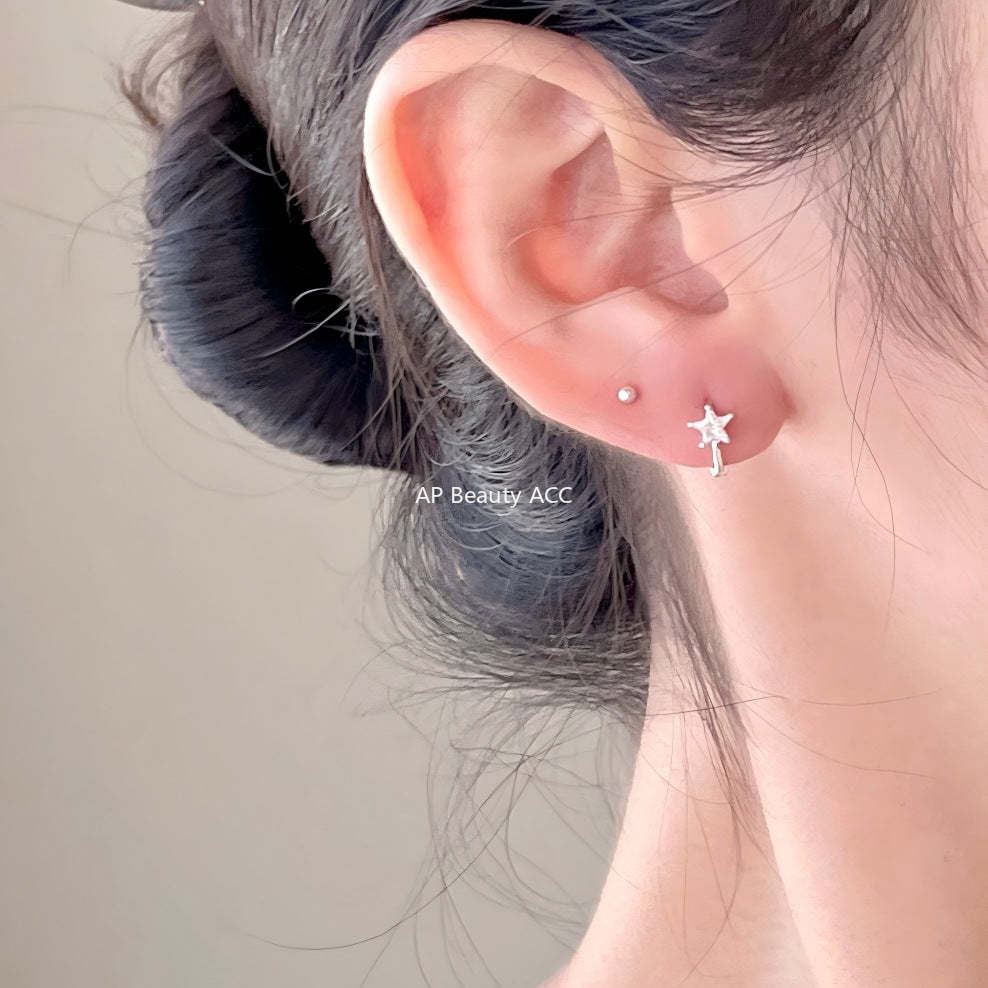 F관 - 925 실버 별 큐빅 링 귀걸이 [C1423] 25.11-4