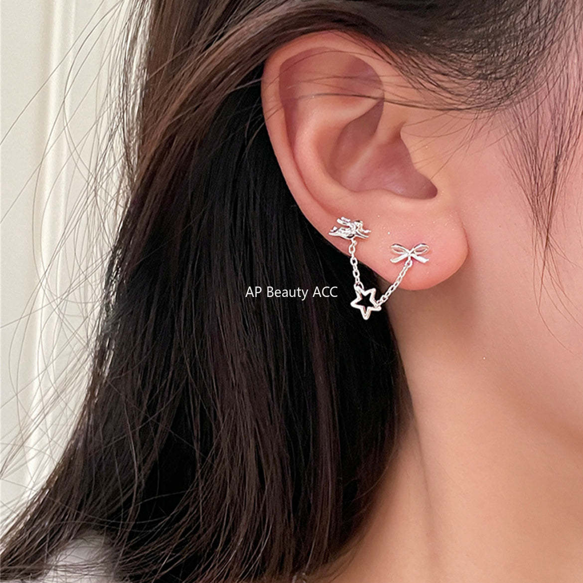 A관 - 925 은침 토끼 리본 별 디자인 귀걸이 [EH-3421] 25.03-3