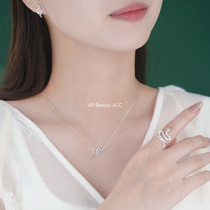 B관 - 925 실버 초록눈 뱀 디자인 목걸이 반지 귀걸이 [YC2213N_1 YC3174R_2 YC7873E_1] 24.10-2