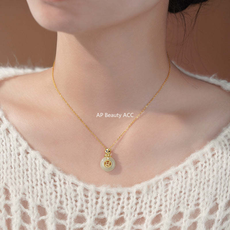 B관 - 925 실버 말 동전 디자인 백옥 목걸이 [YC3569N_1] 25.12-2