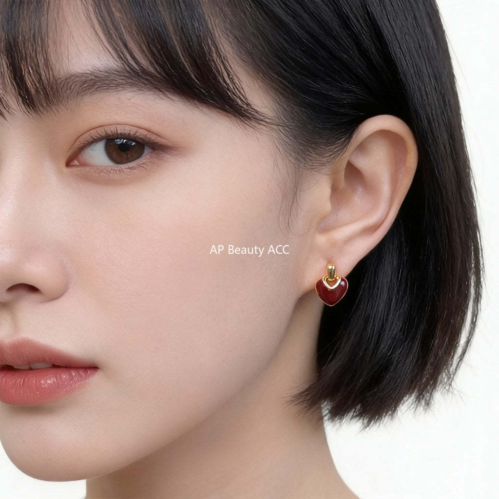 C관 - 925 은침 하트 핸드 페인팅 귀걸이 [7256-7257] 25.12-3