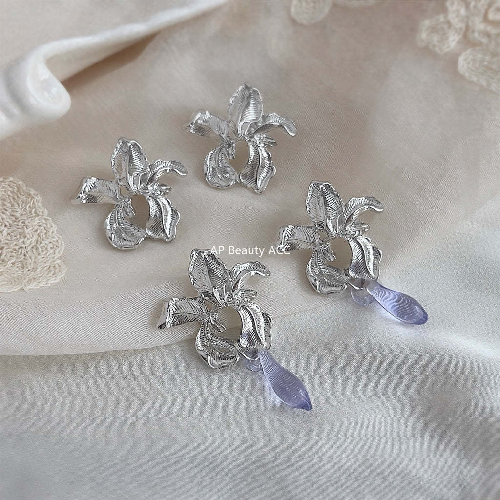 C관 - 아이리스 디자이너 글라스 크리스탈 수정 은침 귀걸이 [4118-4119] 24.05-5