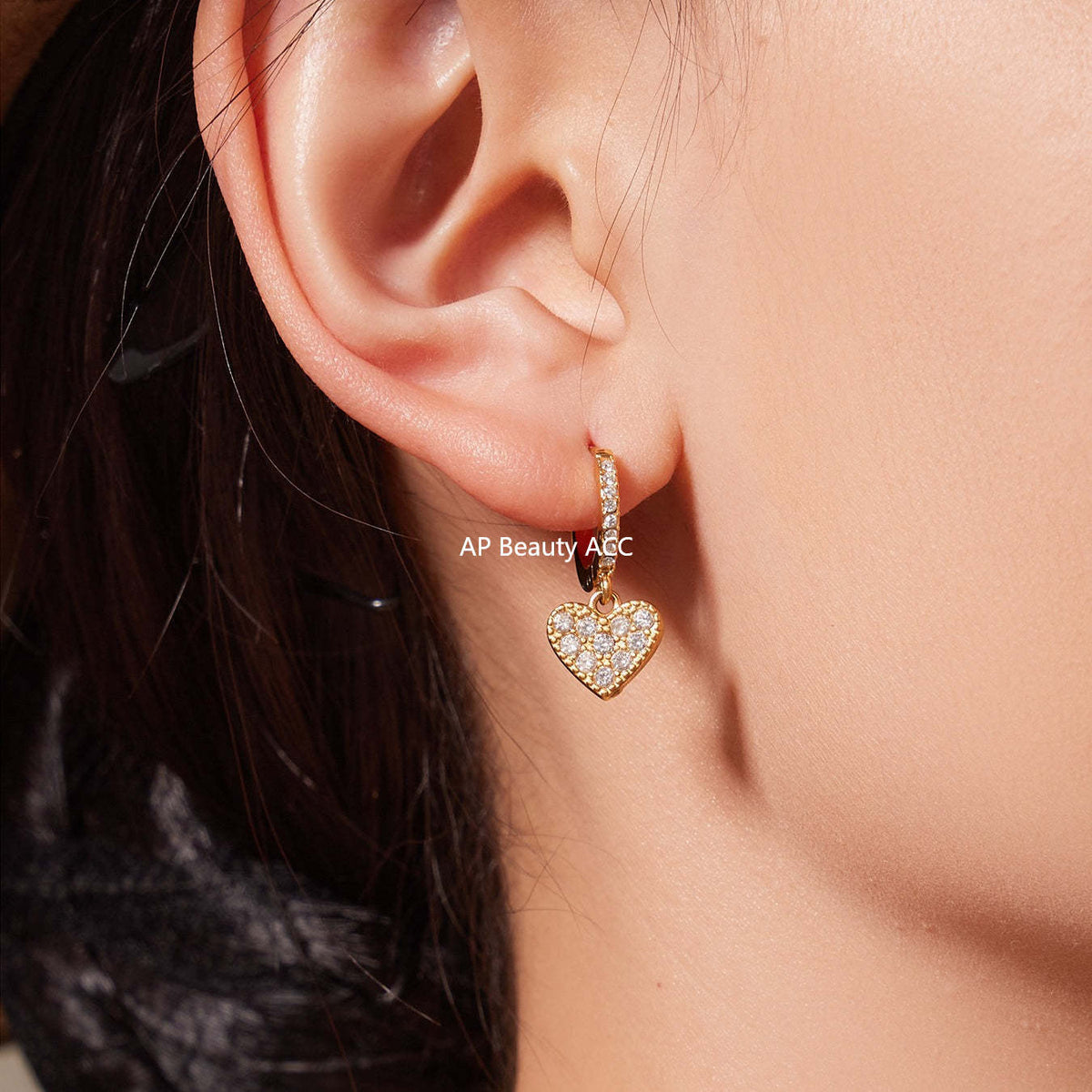 D관 - 스테인리스 스틸 하트 풀큐빅 18K 도금 펜던트 귀걸이 목걸이 팔찌 발찌 [TXP504] 25.11-4