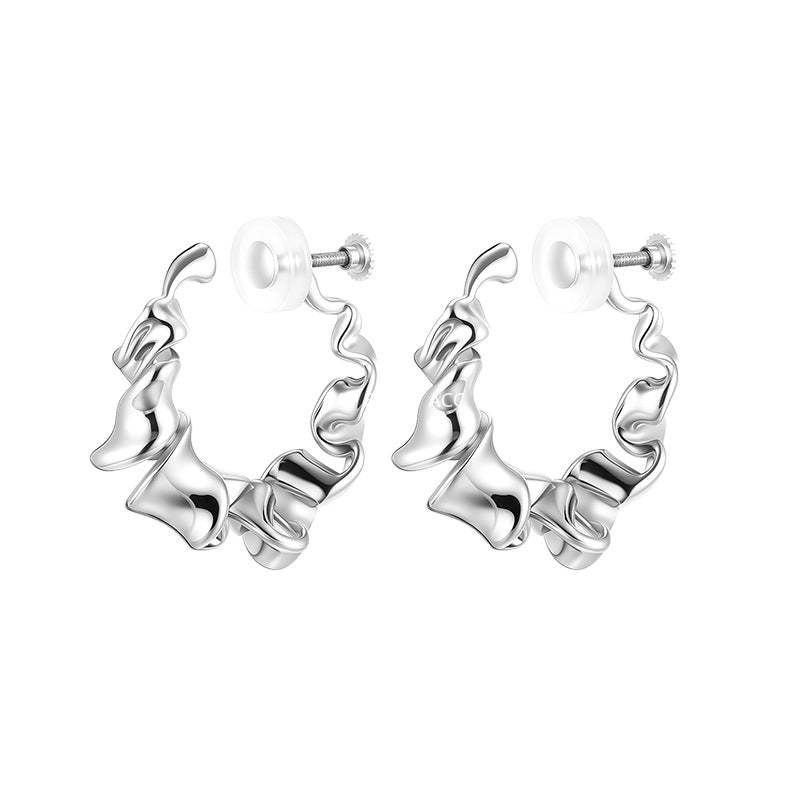 A관 - 비정형 크링클 주름 모양 귀찌 귀걸이 [EJ-59] 25.12-1