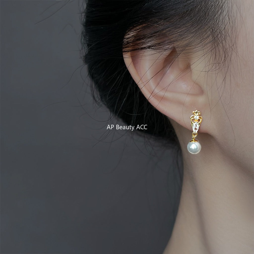 C관 - 핸드메이드 925 은침 큐빅 진주 귀걸이 [6889] 25.10-3